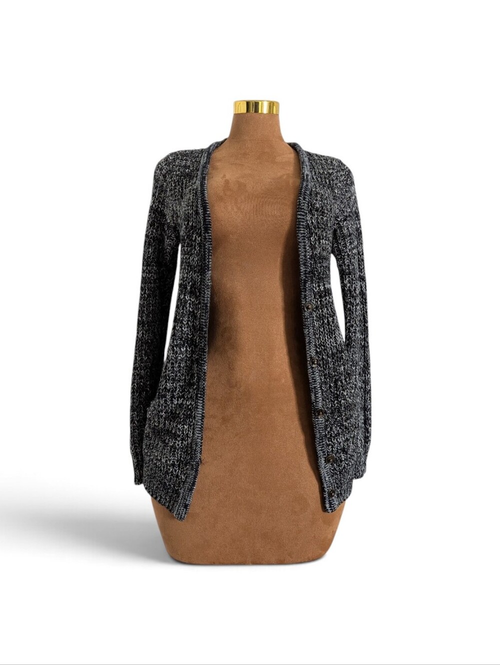 Sparkle & Fade Black & White Marled Knit Cardigan